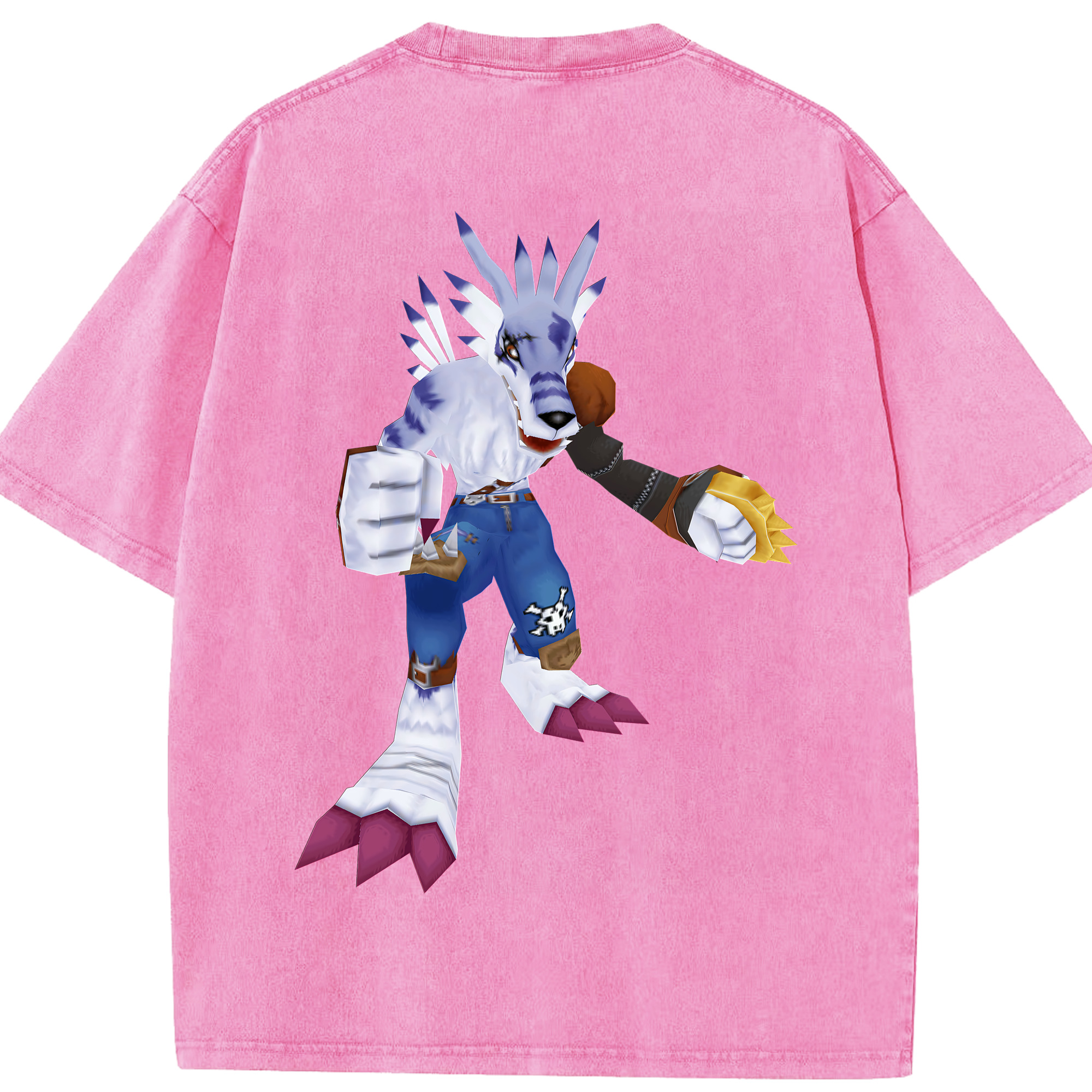 （画像用） Digimon デジタルモンスター/デジモン 綿100% ヴィンテージ風 半袖Tシャツ（背面プリント）